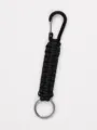 Outdoor paracord keychain with black metal carabiner and durable keyring for daily use. - Black