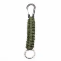 Outdoor paracord keychain with metal carabiner, durable braided survival rope keyring for daily use. - Army Green
