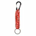 Outdoor DIY paracord braided keychain with metal carabiner and keyring for camping and use. - Red Camouflage