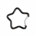 Black aluminum star carabiner clip, unique pentagram shape keychain, backpack snap hook accessory. - Black