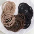Set of 0.2cm seamless thin elastic hair ties in neutral black brown and beige colors - Brown