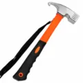 Multifunctional camping tent stake hammer with high carbon steel head and anti-slip handle. - Orange