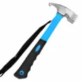 Multi-functional camping tent stake hammer with high carbon steel head and ergonomic handle. - Blue