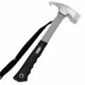 High carbon steel camping tent peg hammer with lanyard, durable multi-functional outdoor tool. - Gray