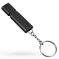 Black double hole metal survival whistle with keychain for outdoor camping hiking - Black