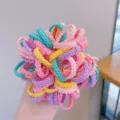 Detailed macro view of colorful scalloped hair ties in vibrant macaron colors for girls hair - Multicolor / 50 Pcs Bag
