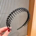 Matte black non-slip wide headband with inner teeth design for women hair styling and washing - Matte Wave Style / Black