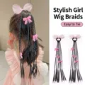 Treccine per capelli per bambine con fiocchi rosa ed elastico facile. - 1 Paio / Rosa