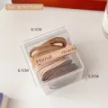 Boxed minimalist elastic hair bands in neutral earth tones, size 6.1x6.1x5.3cm - 50 Pcs Bag / Milk Coffee Series