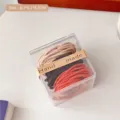 Set of high-elasticity multi-colored seamless hair ties in a clear 6.1cm square box storage - 50 Pcs Bag / Orange Series