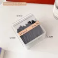 High elasticity seamless black hair ties set in a clear square storage box, 6.1cm size - 50 Pcs Bag / Black