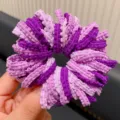 Handmade purple lace-edge elastic scrunchie in soft macaron colors for girls' hair styling. - Purple Series / 50 Pcs Bag
