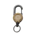 Retractable Carabiner Keychain Heavy Duty Badge Reel Key Ring Tactical Outdoor Gear - Khaki