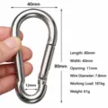 M8 304 Stainless Steel Carabiner Spring Snap Hook 80mm Heavy Duty Hardware Connector - m8