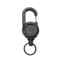 Black retractable carabiner key reel heavy duty pull cord holder for outdoor hiking camping - Black