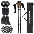 Set di bastoncini da trekking in alluminio regolabili con borsa e punte intercambiabili. - Nero