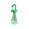 Green aluminum fishbone tent peg with spring for outdoor camping deck board fixing and guyline. - Green