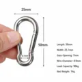 Stainless steel M5 carabiner spring snap hook, mini outdoor hanging buckle with 90kg load capacity. - M5
