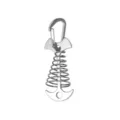 Stainless steel fishbone anchor tent stake with spring and carabiner, silver outdoor deck peg. - Silver