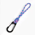 Handmade 7-strand paracord keychain lanyard with black metal carabiner, pink blue camo. - Cloud Blue Pink