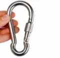 M10 304 Stainless Steel Carabiner Spring Snap Hook Heavy Duty Outdoor Metal Clip 100mm - M10 with Screw
