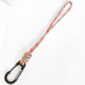 Handmade colorful paracord keychain lanyard with metal carabiner for outdoor camping. - Orange Green Trail