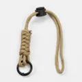 Cordón de Muñeca Paracord EDC Llavero Táctico Linterna Correa de Sujeción Kaki - Cuerda anudada con hebilla redonda - Caqui