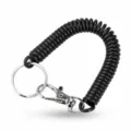 Portachiavi a spirale nero con anello in metallo e moschettone per uso quotidiano. - Nero
