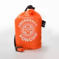 Orange emergency poncho with whistle, waterproof survival thermal gear for camping and hiking outdoor. - Orange
