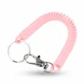 Portachiavi a molla a spirale rosa con gancio a moschettore per chiavi quotidiane. - Rosa