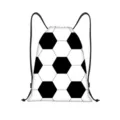 Front view of a white and black soccer ball pattern drawstring sport backpack bag - Black and White Soccer Hexagon Style (jiayingskd117) / 34x41cm