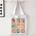 Detalle de una bolsa de lona blanca con una cuadrícula de lindos cachorros Corgi - Cuadrícula de Corgi (jiayingstd264) / 34x39cm