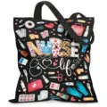 Bolso de lona negra con temática médica y diseño de dibujos animados de vida de enfermera - 医疗护士生活款式(jiayingstd194) / 34*39cm