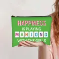 Groene polyester cosmetische tas met de tekst 'HAPPINESS IS PLAYING MAHJONG' - Heldergroen (Happiness Is Playing Mahjong)