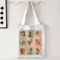 Bolso tote de lona blanco con nueve lindas ilustraciones de perros Golden Retriever - Cuadrícula de Golden Retriever (jiayingstd257) / 34x39cm