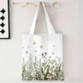 Bolsa de lona blanca ecológica con un hermoso estampado botánico de flores silvestres - Flores Silvestres Coloridas Botánico / 34x39cm