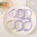 Set of 5 elegant lavender purple hair ties including floral scrunchies and bow styles - 3# Purple Hair Tie 6-Piece Set