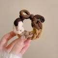 Braided high-elasticity hair tie in earth tones like brown and beige for women - 2# Coffee One Piece