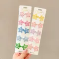 Macro detail of colorful star-shaped hair clips for girls in various pastel shades - Five-pointed Star (5#) / 20 Pieces/Pack / Polka Dot Multi-Color