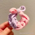 Braided pink and purple hair scrunchie with high elasticity and cute bow knot design - Pink Purple
