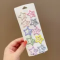 Detailed view of colorful star-shaped BB hair clips on white card packaging - Five-pointed Star (5#) / 10 Pieces/Pack / Fresh Macaron