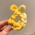 Yellow braided hair scrunchie with soft high elasticity for high ponytail styling - Lemon Yellow One Piece
