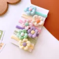 Set de 6 gomas de pelo con flores de colores para niñas, elásticos suaves para el cabello. - Estilo 2 Flor / Juego de 6