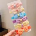 Paquete de 6 diademas elásticas de colores con lazos de tela para niñas pequeñas - Estilo 3 Lazo / Juego de 6