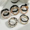 Minimalist elastic hair ties in neutral tones including black and beige scrunchies - 6# Mixed Color Series 10-Piece Set