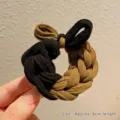 Braided hair tie scrunchie in black and brown with bow decoration - Chocolate Coffee One Piece