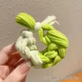 Braided lime green gradient elastic hair tie with high elasticity, approx 6cm size - Grass Green One Piece