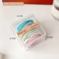 Multi-colored elastic braided hair ties 5-pack set in a clear square storage box - 50 Pcs Bag / Ice Cream Colors