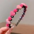Cute pink heart and glossy bead wavy headband for girls hair styling accessories - Heart Style / Pink