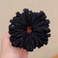 Black ruffled elastic hair scrunchie bobble tie with a premium textured fabric. - Black Series / 50 Pcs Bag